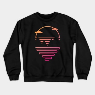 Vaporwave Sun & Mountains Crewneck Sweatshirt